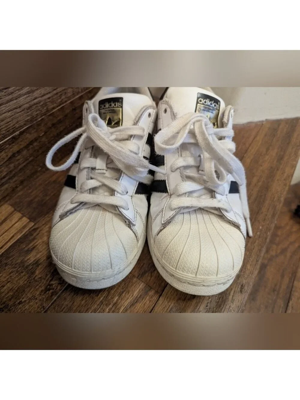 Adidas Superstar Shoes - White and Black Leather Unisex M6/W7